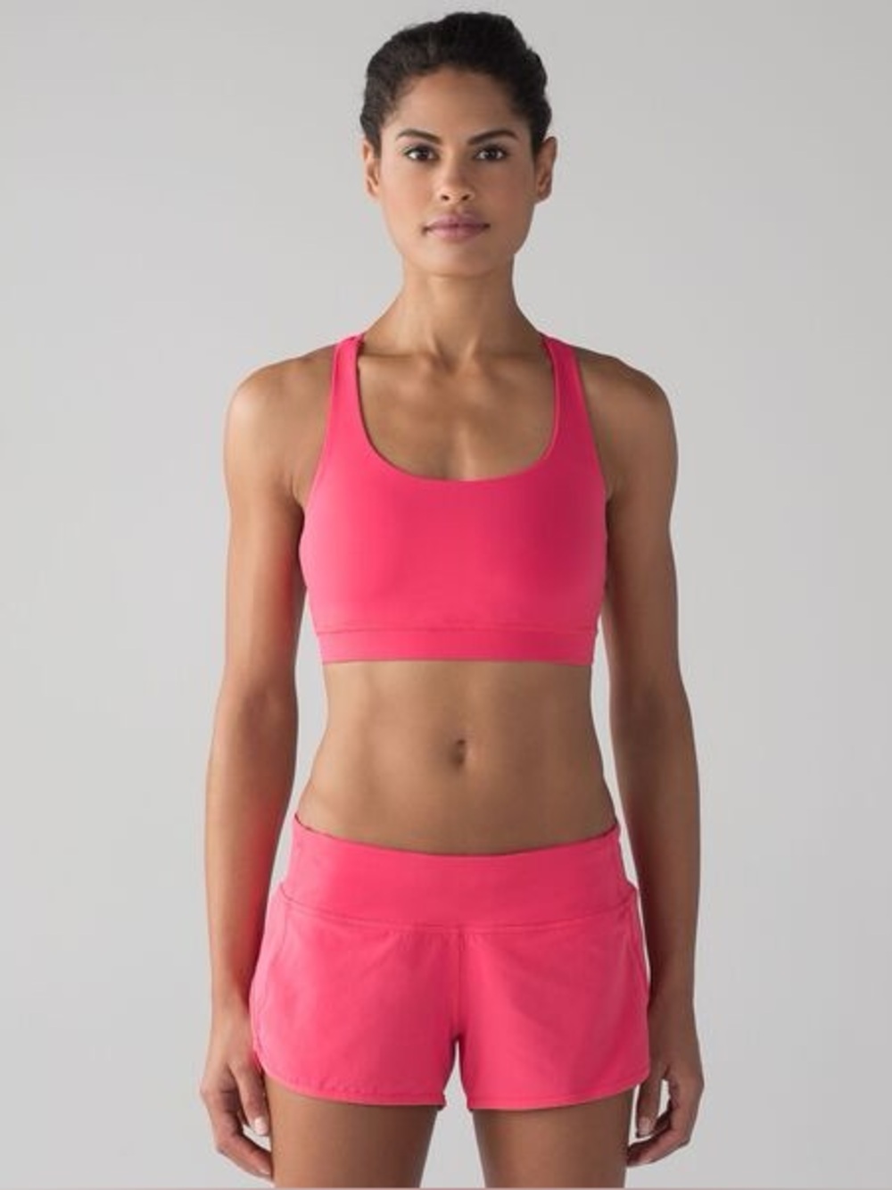 Lululemon Energy Bra Size 8 Pink Strappy Back Padded Medium Support Activewear